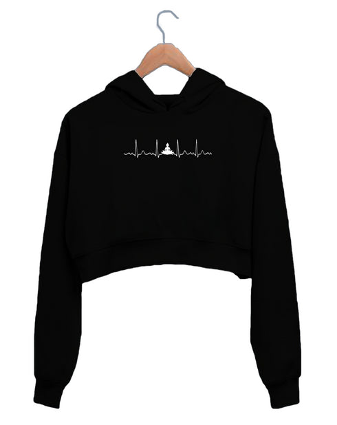 Quirkipedia YOGA MEDITATION VIBES YOGA Fitness, Positivity, Mindfulness Womens Crop Hoodies
